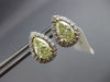 ESTATE .30CT WHITE & FANCY YELLOW DIAMOND 14K WHITE GOLD TEAR DROP STUD EARRINGS