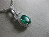 ESTATE 1.14CT DIAMOND & AAA EMERALD 14K WHITE GOLD CLASSIC OVAL FILIGREE PENDANT