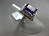 ESTATE LARGE 3.53CT DIAMOND & AMETHYST 14KT WHITE GOLD 3D HALO ENGAGEMENT RING