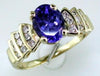2.47CT DIAMOND & AAA TANZANITE 14KT YELLOW GOLD 3D OVAL & ROUND ENGAGEMENT RING