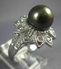 LARGE .36CT DIAMOND & AAA SOUTH SEA PEARL 18KT WHITE GOLD FLOWER ETOILE FUN RING