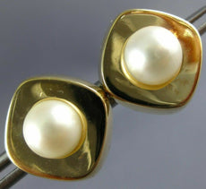 ESTATE LARGE AAA SOUTH SEA PEARL 14KT YELLOW GOLD 3D SQUARE STUD EARRINGS #24410