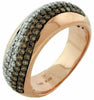 WIDE .80CT WHITE & CHOCOLATE FANCY DIAMOND 14KT ROSE GOLD SWIRL ANNIVERSARY RING