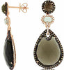 LARGE WHITE & CHOCOLATE FANCY DIAMOND & SMOKY TOPAZ 14KT ROSE GOLD 3D EARRINGS