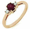 ESTATE .53CT DIAMOND & AAA RUBY 14K ROSE GOLD 3D CLASSIC 3 STONE ENGAGEMENT RING