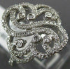ESTATE WIDE .45CT DIAMOND 18KT WHITE GOLD 3D OPEN FILIGREE FLOWER SWIRL FUN RING