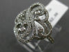 ESTATE WIDE .45CT DIAMOND 18KT WHITE GOLD 3D OPEN FILIGREE FLOWER SWIRL FUN RING