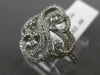 ESTATE WIDE .45CT DIAMOND 18KT WHITE GOLD 3D OPEN FILIGREE FLOWER SWIRL FUN RING