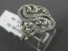 ESTATE WIDE .45CT DIAMOND 18KT WHITE GOLD 3D OPEN FILIGREE FLOWER SWIRL FUN RING