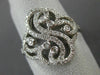 ESTATE WIDE .45CT DIAMOND 18KT WHITE GOLD 3D OPEN FILIGREE FLOWER SWIRL FUN RING