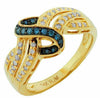 ESTATE .33CT WHITE & BLUE DIAMOND 14KT YELLOW GOLD 3D MULTI ROW LOVE KNOT RING