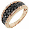 WIDE 1.3CT WHITE & BLACK DIAMOND 14K ROSE GOLD MULTI ROW ETOILE ANNIVERSARY RING