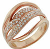 ESTATE .50CT DIAMOND 14KT ROSE GOLD 3D CLASSIC MULTI ROW CRISS CROSS FUN RING