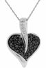 ESTATE .26CT WHITE & BLACK DIAMOND 14KT WHITE GOLD 3D CLASSIC HEART LOVE PENDANT