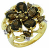 ESTATE 4.12CT DIAMOND & AAA SMOKY TOPAZ 14KT YELLOW GOLD 3D FLOWER FUN RING