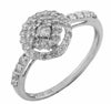ESTATE .50CT DIAMOND 14KT WHITE GOLD 3D ROUND FLOWER HALO CLASSIC FUN RING