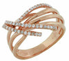 ESTATE .38CT DIAMOND 14KT ROSE GOLD CLASSIC ROUND MULTI ROW CRISS CROSS FUN RING