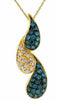 ESTATE .51CT WHITE & BLUE DIAMOND 14KT YELLOW GOLD 3D TEAR DROP JOURNEY PENDANT