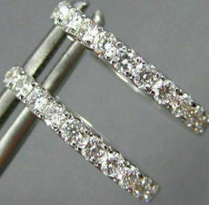 ESTATE .55CT DIAMOND 18KT WHITE GOLD 3D CLASSIC ROUND 2MM OVAL HUGGIE EARRINGS