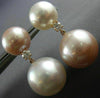 LARGE .28CT DIAMOND AAA WHITE & PINK SOUTH SEA PEARL 18KT ROSE GOLD 3D EARRINGS