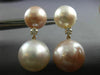 LARGE .28CT DIAMOND AAA WHITE & PINK SOUTH SEA PEARL 18KT ROSE GOLD 3D EARRINGS