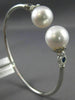 LARGE .4CT DIAMOND AAA SAPPHIRE & SOUTH SEA PEARL 18K WHITE GOLD BANGLE BRACELET