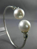 LARGE .4CT DIAMOND AAA SAPPHIRE & SOUTH SEA PEARL 18K WHITE GOLD BANGLE BRACELET