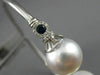 LARGE .4CT DIAMOND AAA SAPPHIRE & SOUTH SEA PEARL 18K WHITE GOLD BANGLE BRACELET