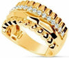 ESTATE WIDE .30CT DIAMOND 18KT YELLOW GOLD CLASSIC SEMI ETERNITY BEADED FUN RING