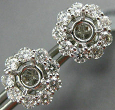 ESTATE LARGE 1.39CT DIAMOND 18KT WHITE GOLD 3D CLASSIC FLOWER JACKET EARRINGS