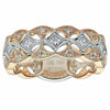 ESTATE WIDE .41CT DIAMOND 18KT WHITE & ROSE GOLD 3D MULTI ROW MILGRAIN LOVE RING