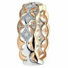 ESTATE WIDE .41CT DIAMOND 18KT WHITE & ROSE GOLD 3D MULTI ROW MILGRAIN LOVE RING