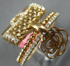 ESTATE WIDE .27CT DIAMOND 18KT ROSE GOLD 3D FLOWER & PURSE FILIGREE FUN RING