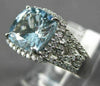 ESTATE WIDE 2.25CT DIAMOND & AAA AQUAMARINE 14KT WHITE GOLD HALO ENGAGEMENT RING