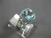 ESTATE WIDE 2.25CT DIAMOND & AAA AQUAMARINE 14KT WHITE GOLD HALO ENGAGEMENT RING
