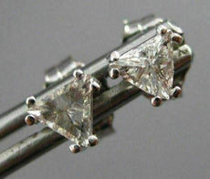 ESTATE .29CT DIAMOND 14KT WHITE GOLD 3D CLASSIC TRILLION STUD EARRINGS #25350
