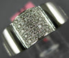 ESTATE WIDE .57CT DIAMOND 18KT WHITE GOLD 3D MULTI ROW PAVE FLOWER LOVE RING