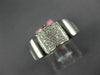 ESTATE WIDE .57CT DIAMOND 18KT WHITE GOLD 3D MULTI ROW PAVE FLOWER LOVE RING
