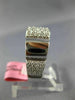 ESTATE WIDE .57CT DIAMOND 18KT WHITE GOLD 3D MULTI ROW PAVE FLOWER LOVE RING