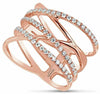 ESTATE WIDE .50CT DIAMOND 18KT ROSE GOLD 3D CLASSIC MULTI ROW CRISS CROSS RING