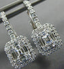LARGE .86CT DIAMOND 18KT WHITE GOLD ROUND & BAGUETTE LEVERBACK HANGING EARRINGS