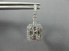 LARGE .86CT DIAMOND 18KT WHITE GOLD ROUND & BAGUETTE LEVERBACK HANGING EARRINGS