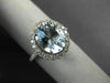 LARGE 2.60CT DIAMOND & AAA OVAL AQUAMARINE 14KT WHITE GOLD HALO ENGAGEMENT RING