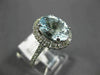 LARGE 2.60CT DIAMOND & AAA OVAL AQUAMARINE 14KT WHITE GOLD HALO ENGAGEMENT RING