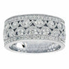 ESTATE WIDE .97CT DIAMOND 18KT WHITE GOLD 3D MULTI ROW MILGRAIN ANNIVERSARY RING