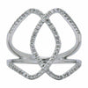 ESTATE WIDE .32CT ROUND CUT DIAMOND 18K WHITE GOLD 3D CRISS CROSS LOVE KNOT RING