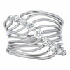 ESTATE WIDE .66CT DIAMOND 18K WHITE GOLD 3D ROUND MULTI ROW JOURNEY FUN RING