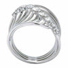 ESTATE WIDE .66CT DIAMOND 18K WHITE GOLD 3D ROUND MULTI ROW JOURNEY FUN RING