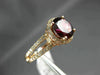 ESTATE WIDE 2.6CT DIAMOND & AAA RHODOLITE 14K ROSE GOLD FILIGREE ENGAGEMENT RING