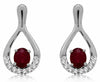 ESTATE .94CT DIAMOND & AAA RUBY 14KT WHITE GOLD 3D ROUND & OVAL HANGING EARRINGS